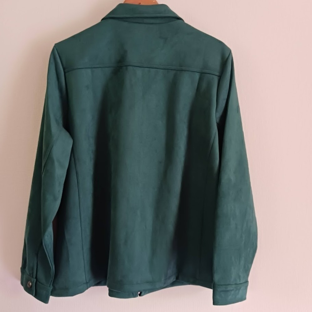 Women's Microsuede Zip-Front Jacket, Appleseed's, size XL, Forest‎ Green - Picture 3 of 9
